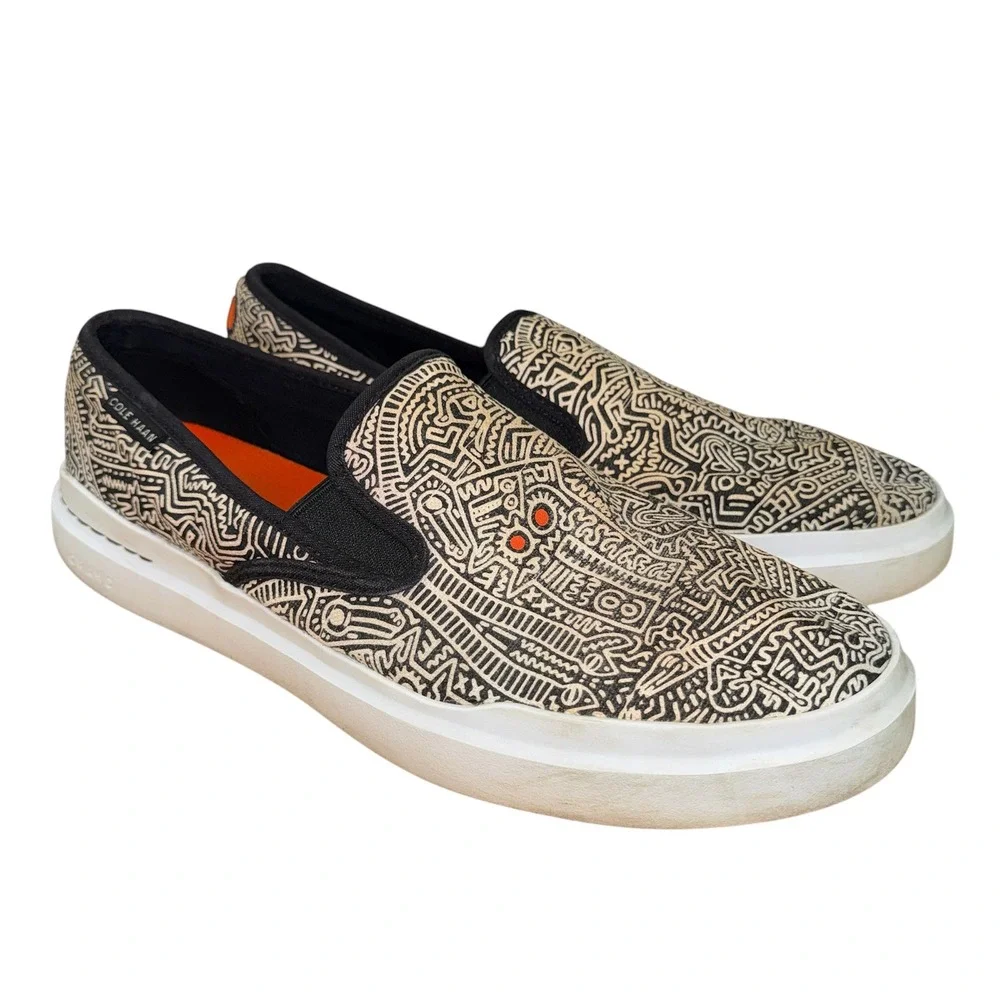 Cole Haan X Keith Haring GrandPro Rally Mens 13 Pre-Owned Slip On Sneakers Black